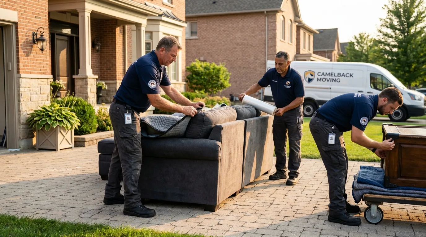 Large estate moving crew wrapping furniture in Goldendale, WA
