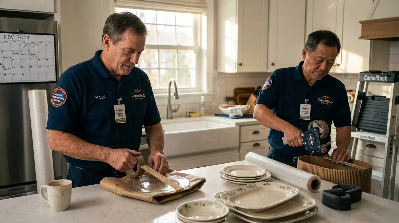 Professional crew packing kitchen dishware in Goldendale, WA